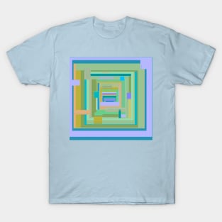 Seashore on Jupiter geometric pattern in blue green purple T-Shirt